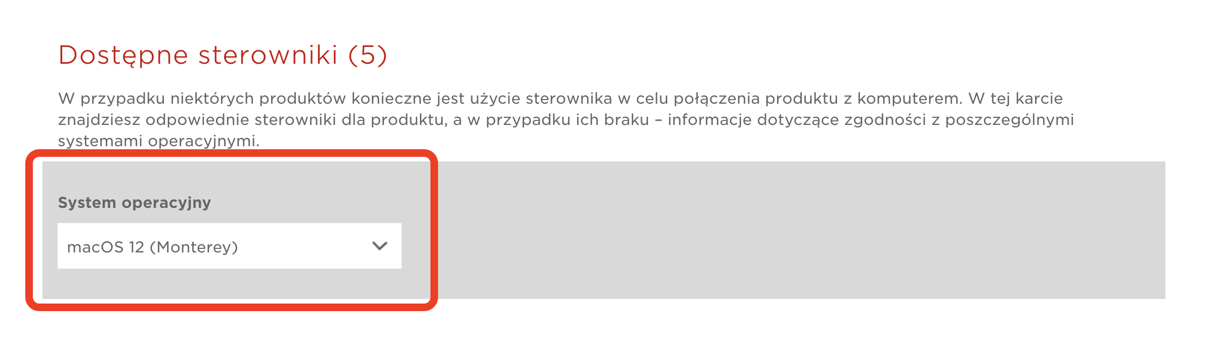 sterowniki wybór wersji systemu