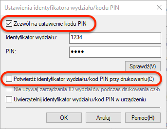 ustawienia identyfikatora